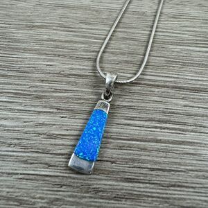 Sterling Silver 925 Lot Necklace Pendant Stamped Turquoise Chain